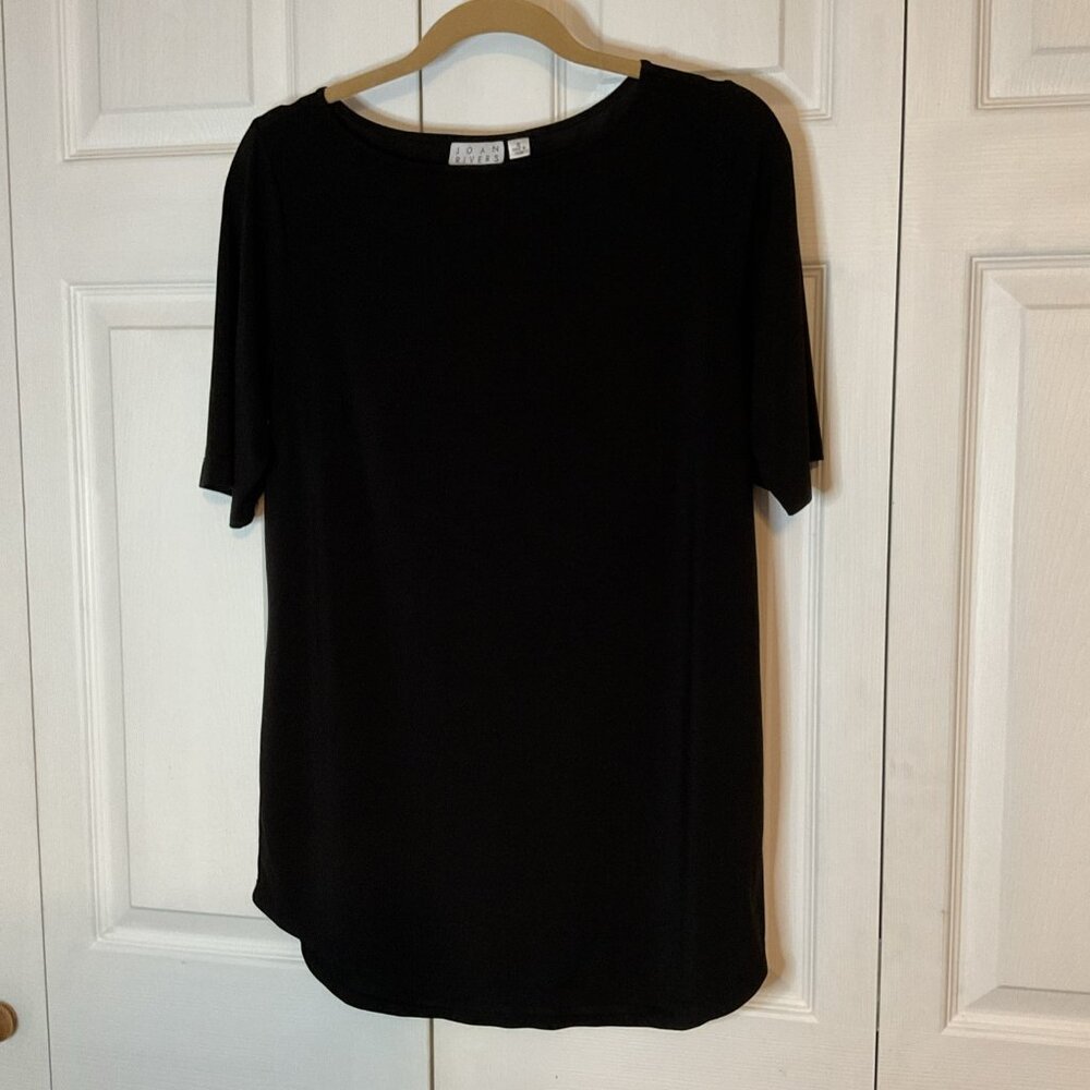 Joan Rivers Black Short Sleeve Top‎ Blouse Small